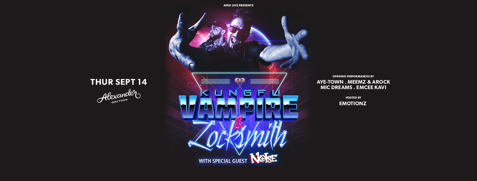 Event image for Kung Fu Vampire + Locksmith with special guests Noise