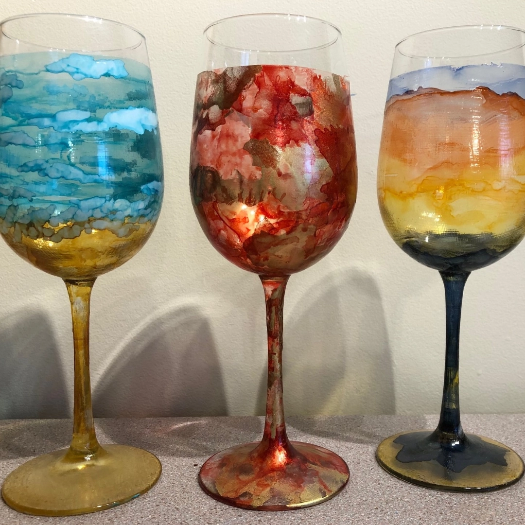 Event image for Sip and Ink Alcohol Ink Wine Glasses