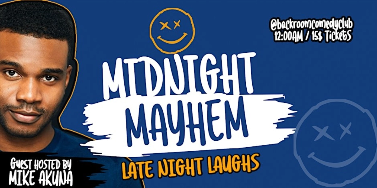Event image for Midnight Mayhem - Late Night Laughs @ Backroom Comedy Club