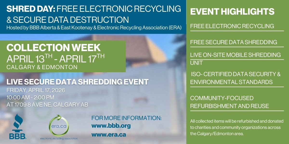 Event image for BBB & ERA Shred Day - Electronics Recycling & Secure Data Destruction