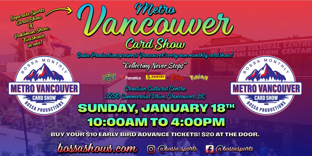 Event image for Bossa Sports & TCG Metro Vancouver Card Show - Jan 18, 2026