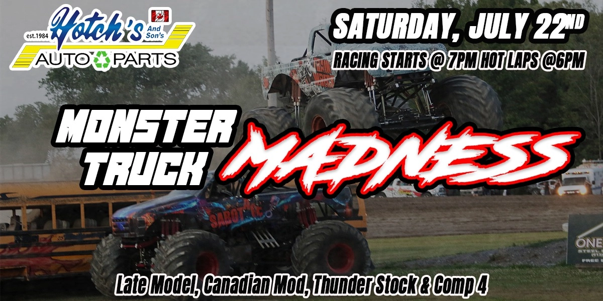 Event image for RACE 11- JULY 22- MONSTER TRUCK MADNESS