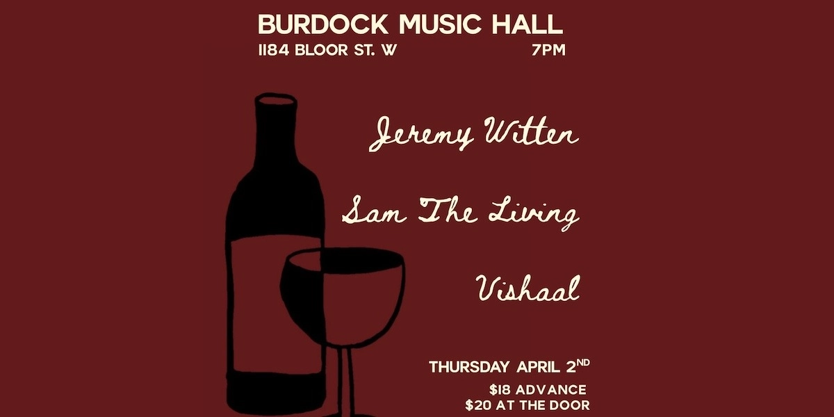 Event image for Vishaal / Sam The Living / Jeremy Witten @ Burdock Music Hall