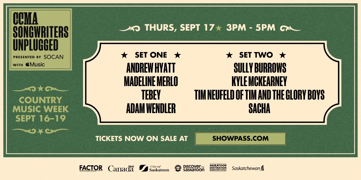 Event image for CCMA Songwriters Unplugged 2 presented by SOCAN with Apple Music