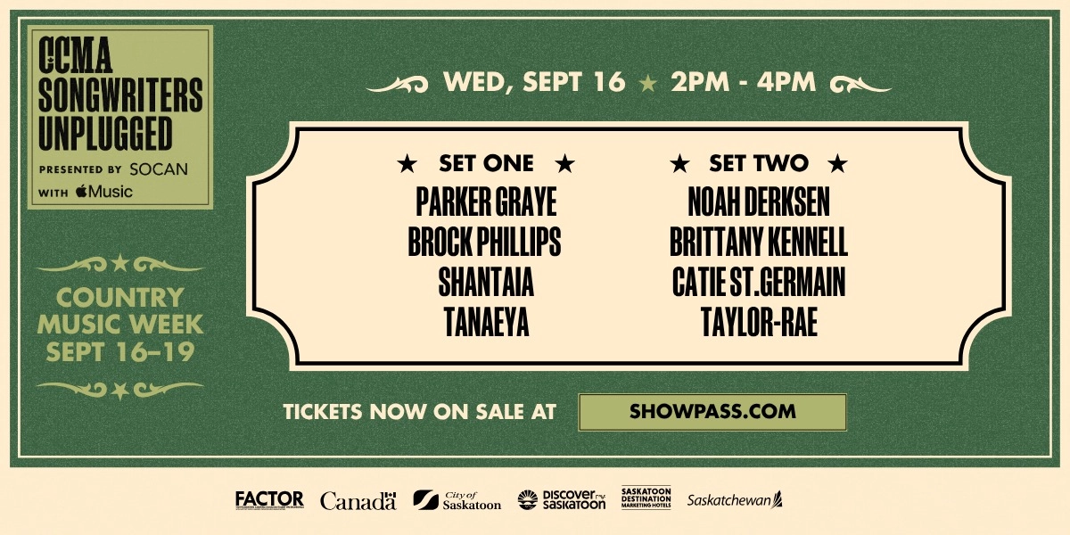 Event image for CCMA Songwriters Unplugged 1 presented by SOCAN with Apple Music