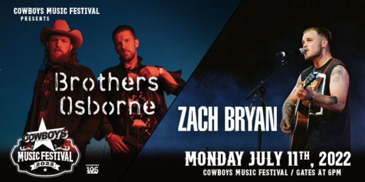 Event image for BROTHERS OSBORNE + ZACH BRYAN | COWBOYS MUSIC FESTIVAL | MONDAY,  JULY 11TH