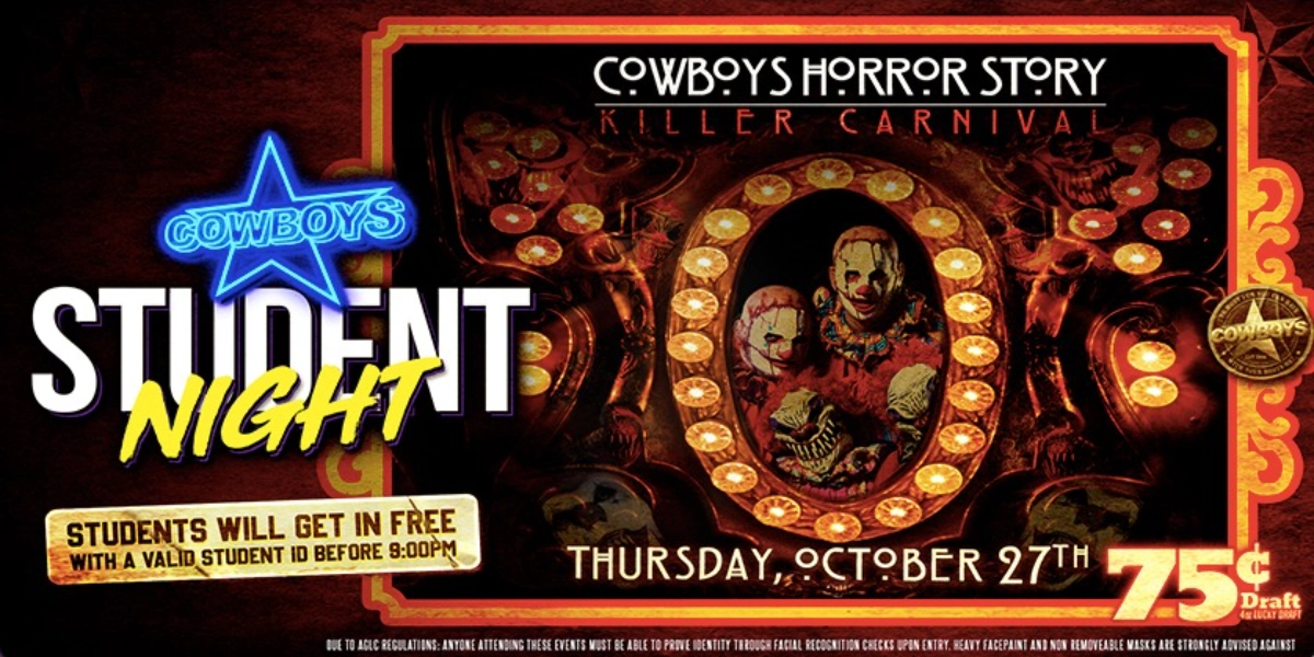 Event image for COWBOYS HORROR STORY: KILLER CARNIVAL - BLOOD THIRSTY THURSDAY