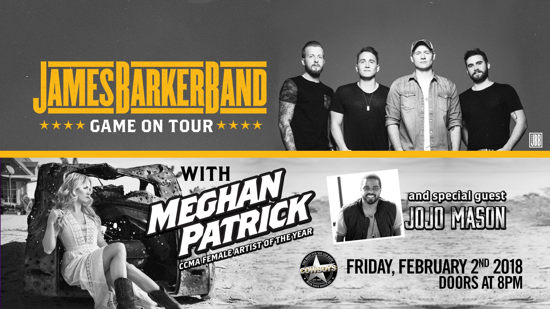 Event image for Cowboys Presents: James Barker Band with Meghan Patrick & JoJo Mason