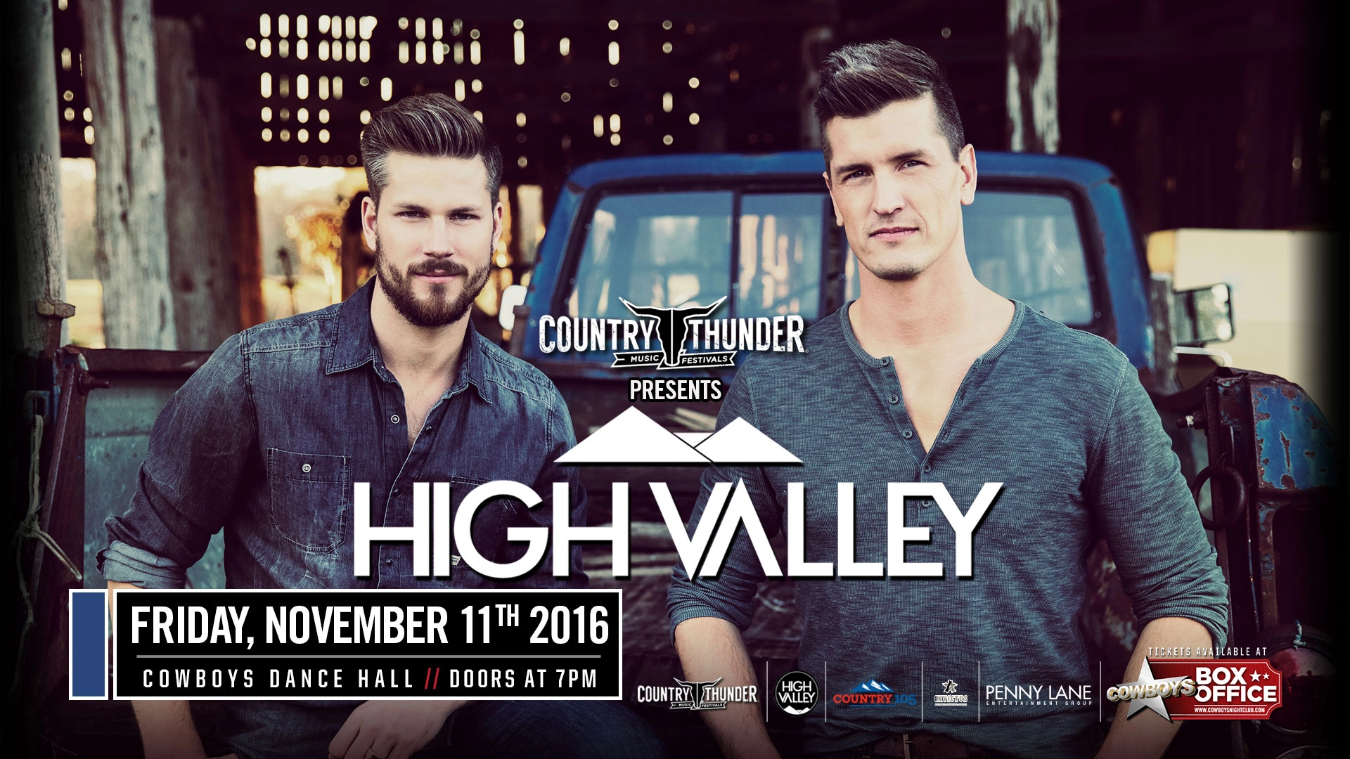 Event image for Country Thunder and Country 105 Presents: HIGH VALLEY with Special Guest Cole Bradley