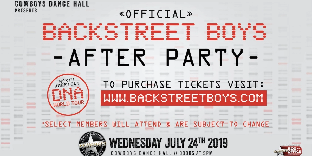 Event image for Cowboys Presents: The Official Backstreet Boys After Party