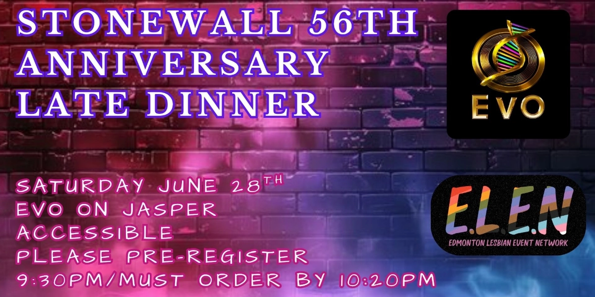 Event image for Stonewall 56th Anniversary Late Dinner at EVO