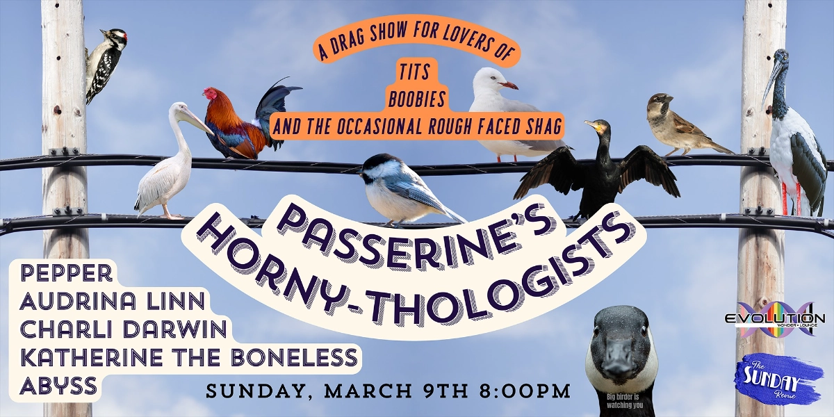 Event image for Sunday Revue: Passerine's Hornythologists