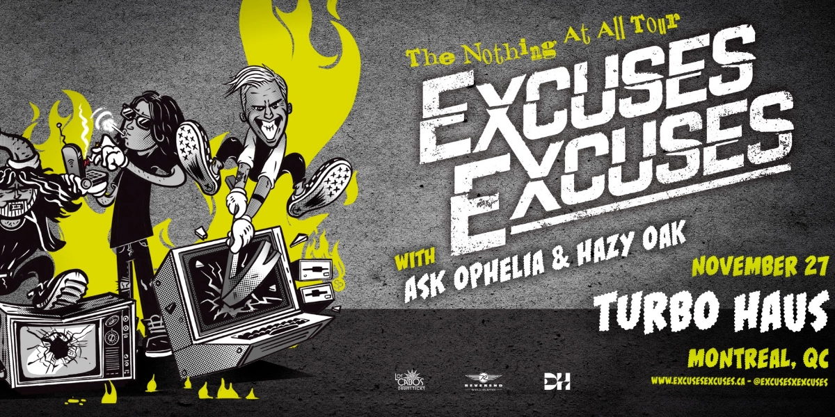 Event image for Excuses Excuses, Ask Ophelia, and Hazy Oak at Turbo Haus