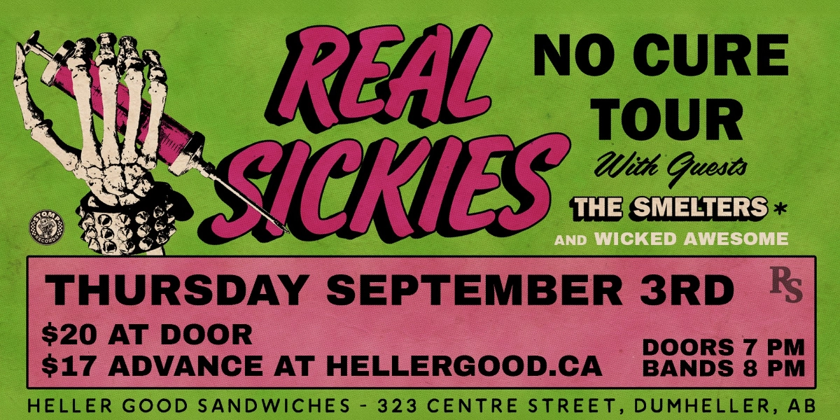 Event image for Real Sickies with The Smelters and Wicked Awesome @ Heller Good Sandwiches