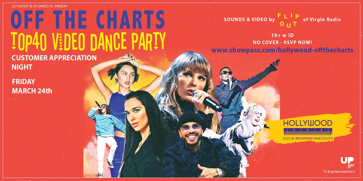 Event image for OFF THE CHARTS - Top 40 Video Dance Party