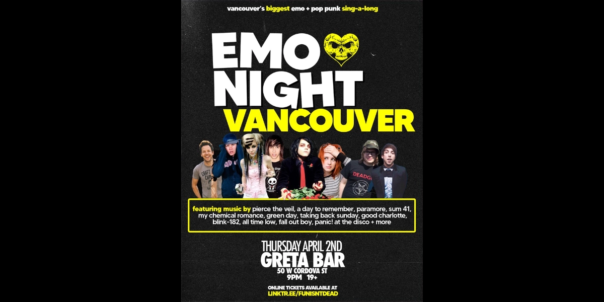 Event image for EMO NIGHT VANCOUVER - the ultimate emo + pop punk dance party