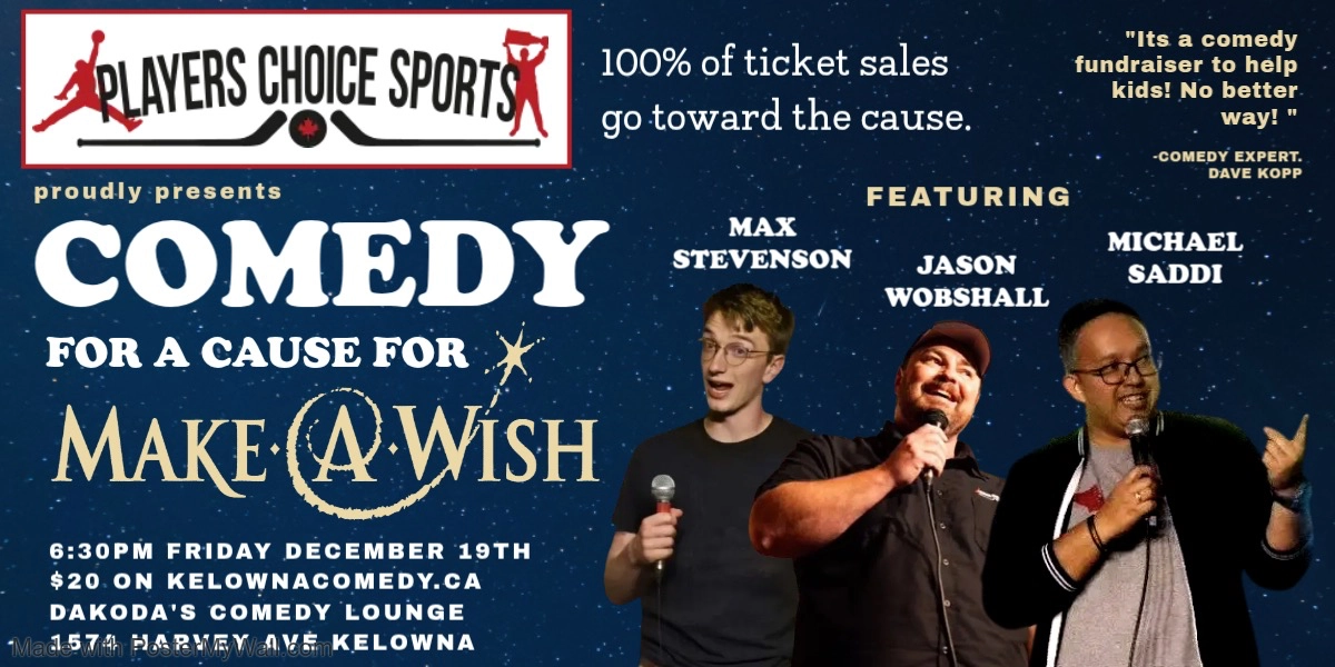 Event image for Comedy for a Cause for Make a Wish presented by Players Choice Sports