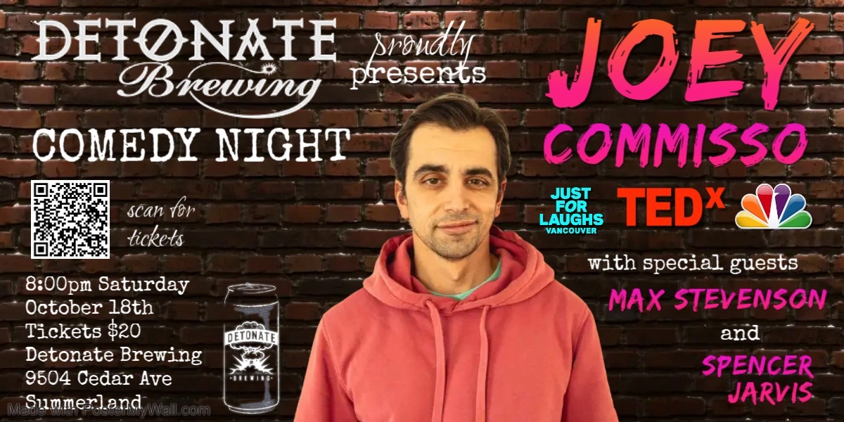 Event image for Detonate Brewing Comedy Night presents Joey Commisso