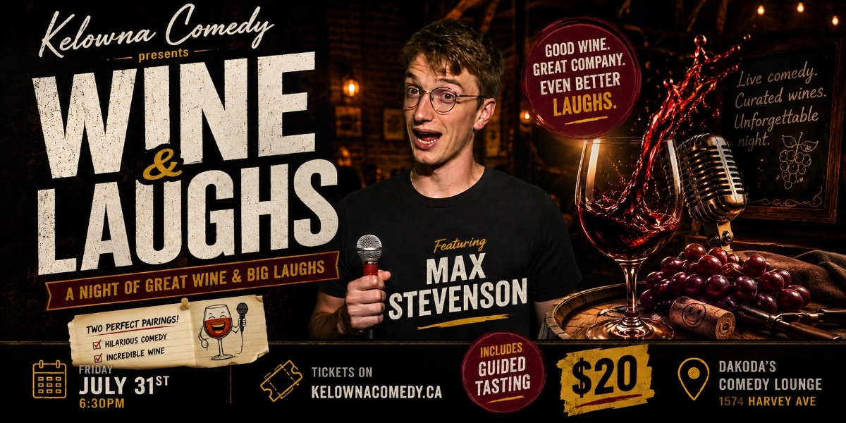 Event image for Wine & Laughs at Dakoda's Comedy Lounge
