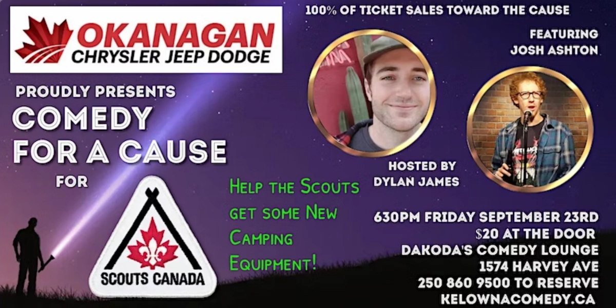 Event image for Comedy for a Cause for Scouts Canada presented by Okanagan Dodge