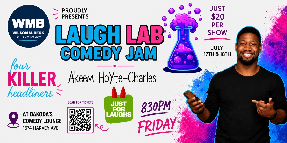 Event image for Laugh Lab Comedy Jam with Akeem Hoyte-Charles presented by Wilson M. Beck Insurance