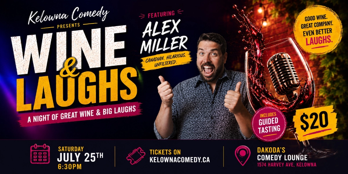 Event image for Wine & Laughs at Dakoda's Comedy Lounge