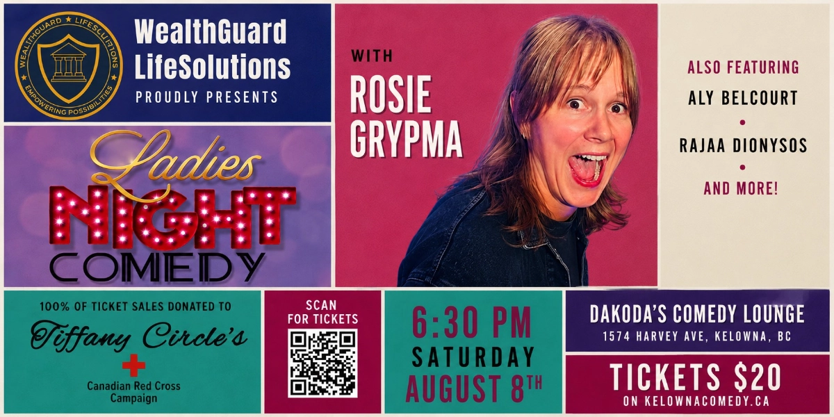 Event image for Ladies Night Comedy with Rosie Grypma presented by Wealth Guard Life Solutions