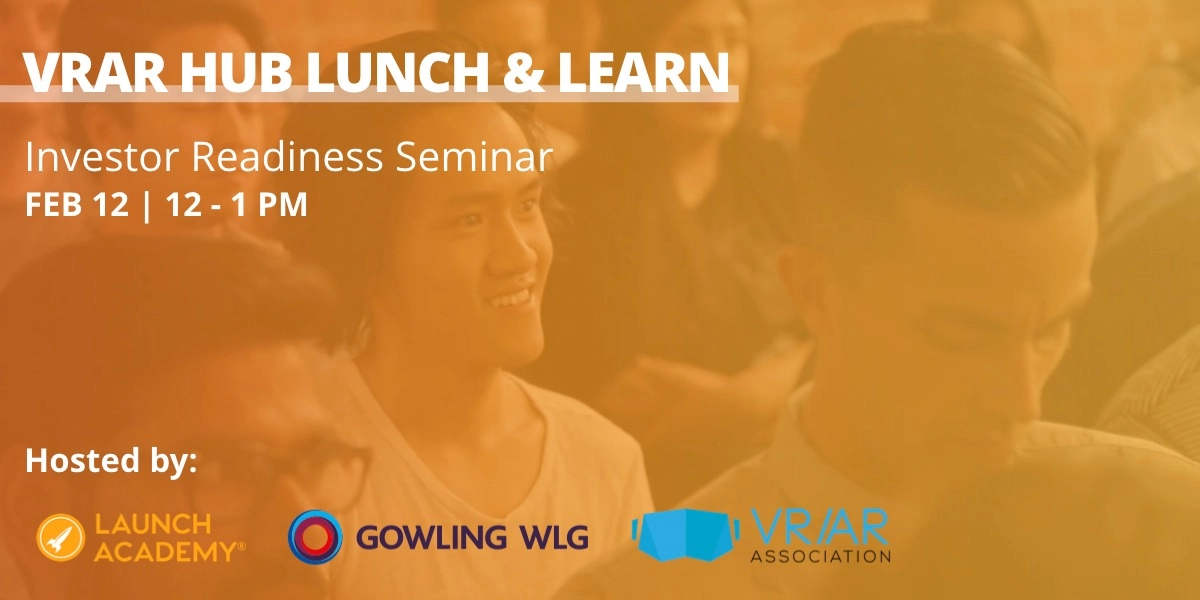 Event image for VRAR Hub Lunch & Learn: Investor Readiness Seminar