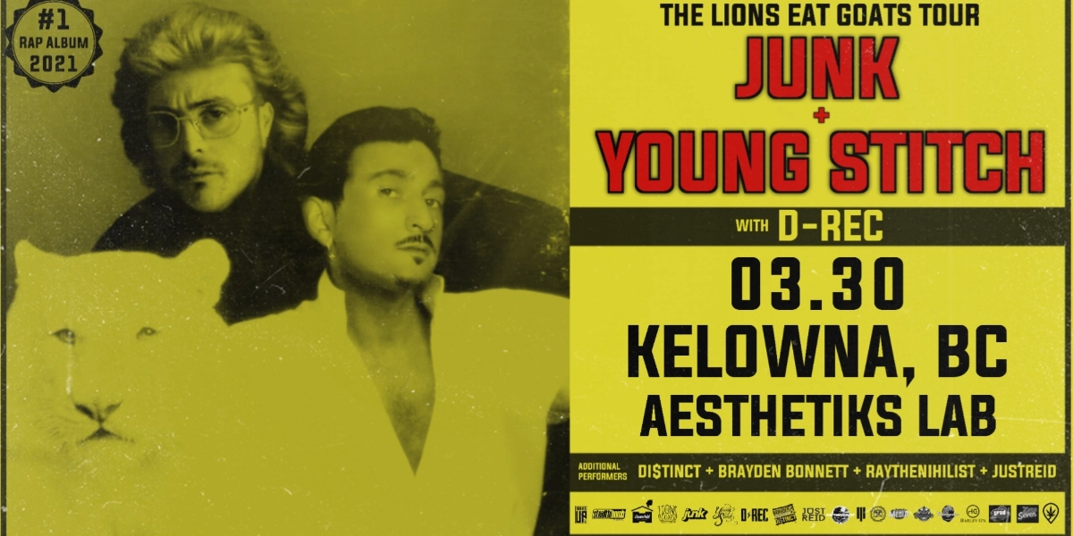 Event image for JUNK + YOUNG STITCH (LIONS EAT GOATS TOUR) - KELOWNA 03.30