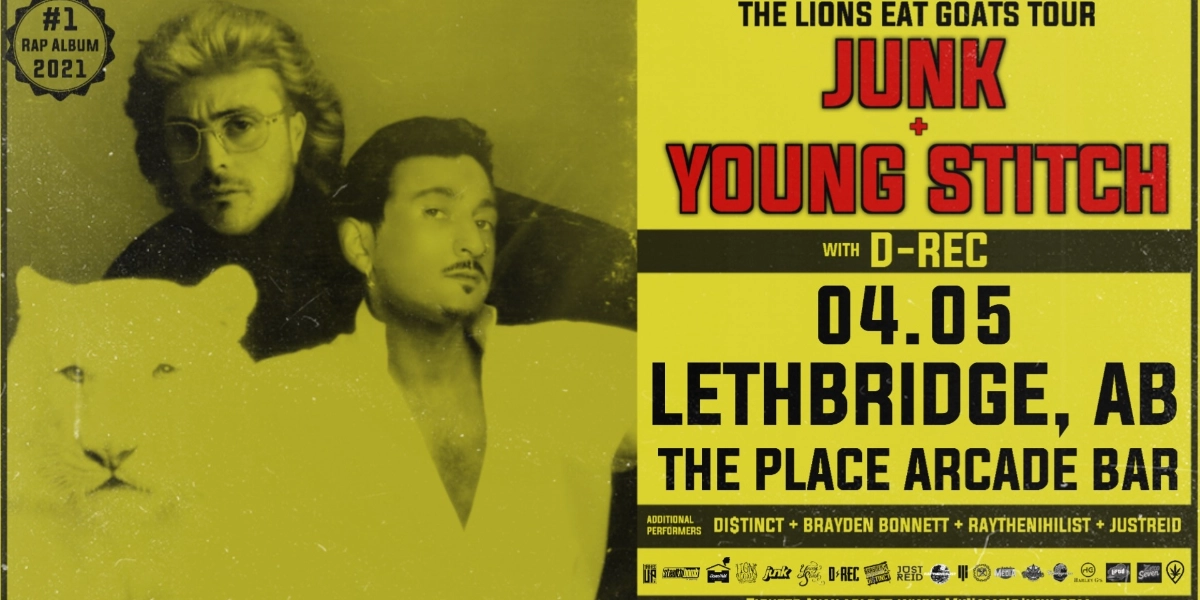 Event image for JUNK + YOUNG STITCH (LIONS EAT GOATS TOUR) - LETHBRIDGE 04.05