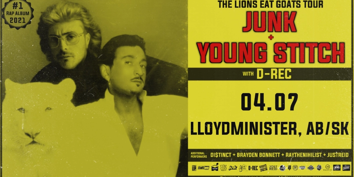 Event image for JUNK + YOUNG STITCH (LIONS EAT GOATS TOUR) - LLOYDMINISTER 04.07