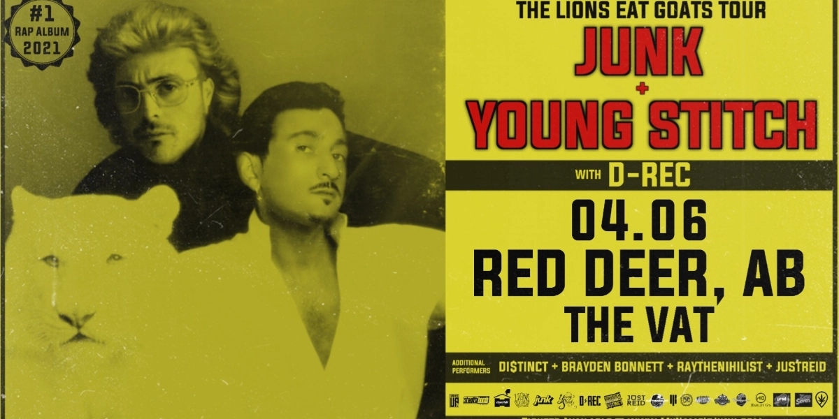 Event image for JUNK + YOUNG STITCH (LIONS EAT GOATS TOUR) - RED DEER 04.06