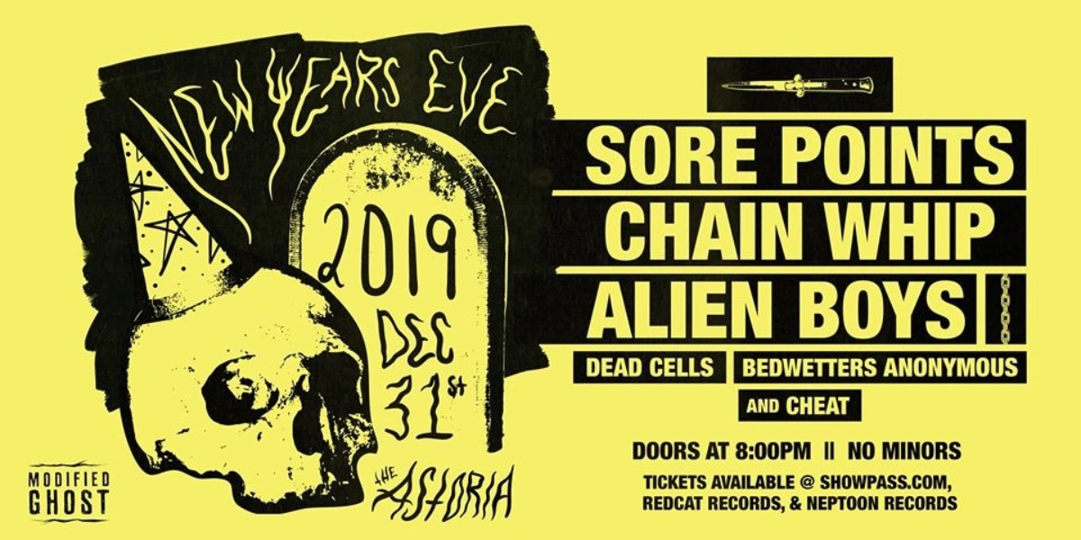 Event image for NEW YEAR'S EVE w/ Sore Points, Chain Whip, Alien Boys & more!