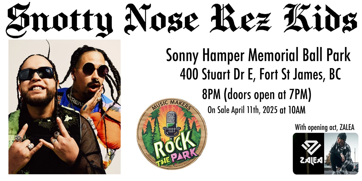 Event image for "Rock the Park" featuring Snotty Nose Rez Kids