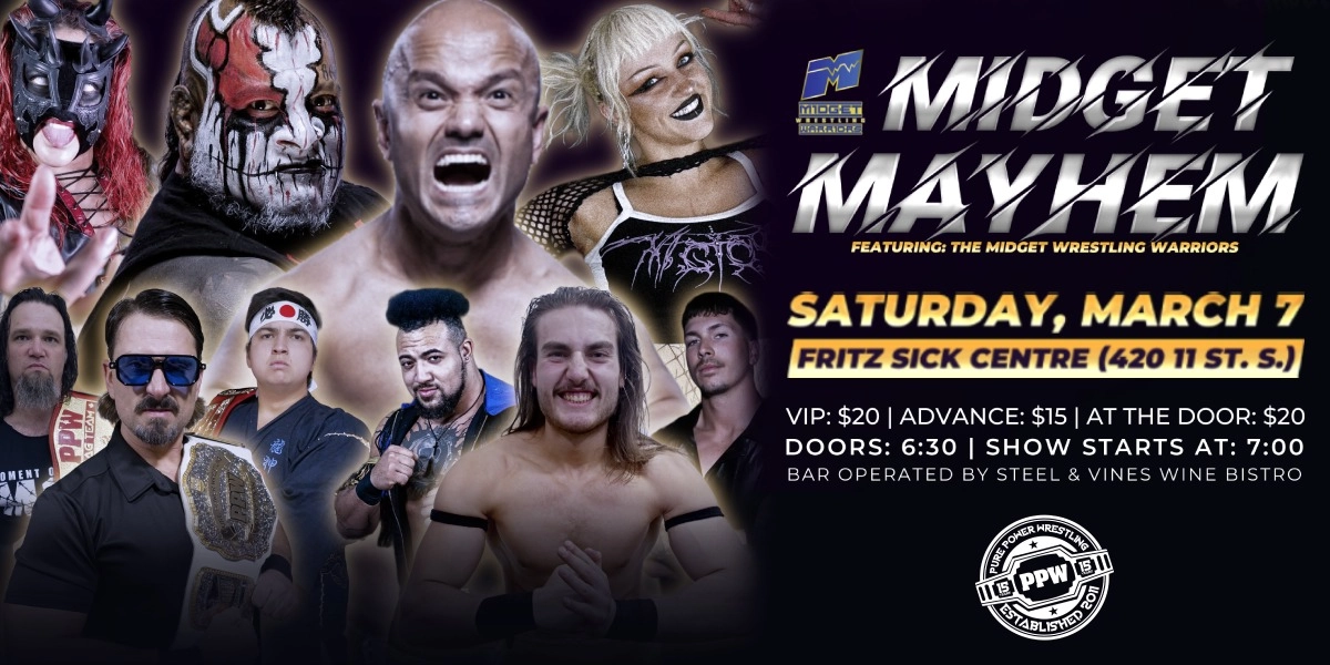 Event image for PPW MIDGET MAYHEM! (Featuring The Stars of Midget Wrestling Warriors!)
