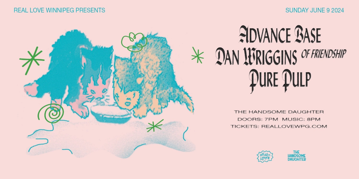 Event image for Advance Base & Dan Wriggins (of Friendship) w/ pure pulp