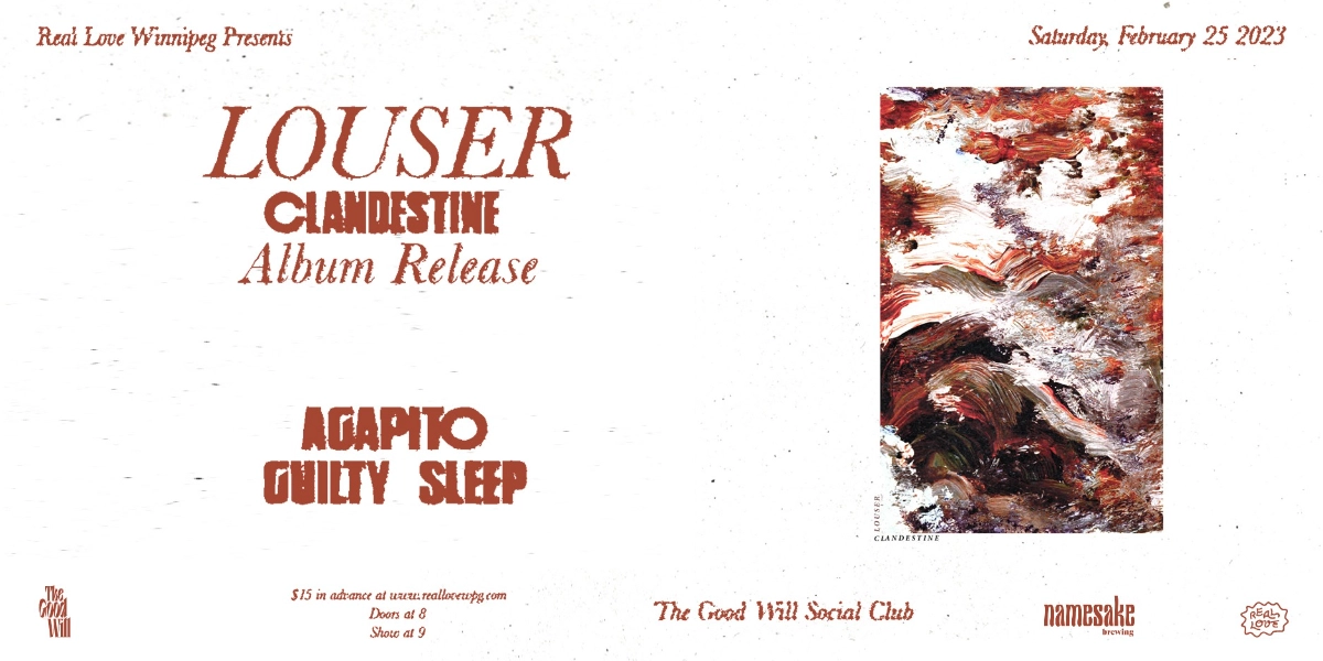 Event image for Louser "Clandestine" Album Release with Agapito & Guilty Sleep