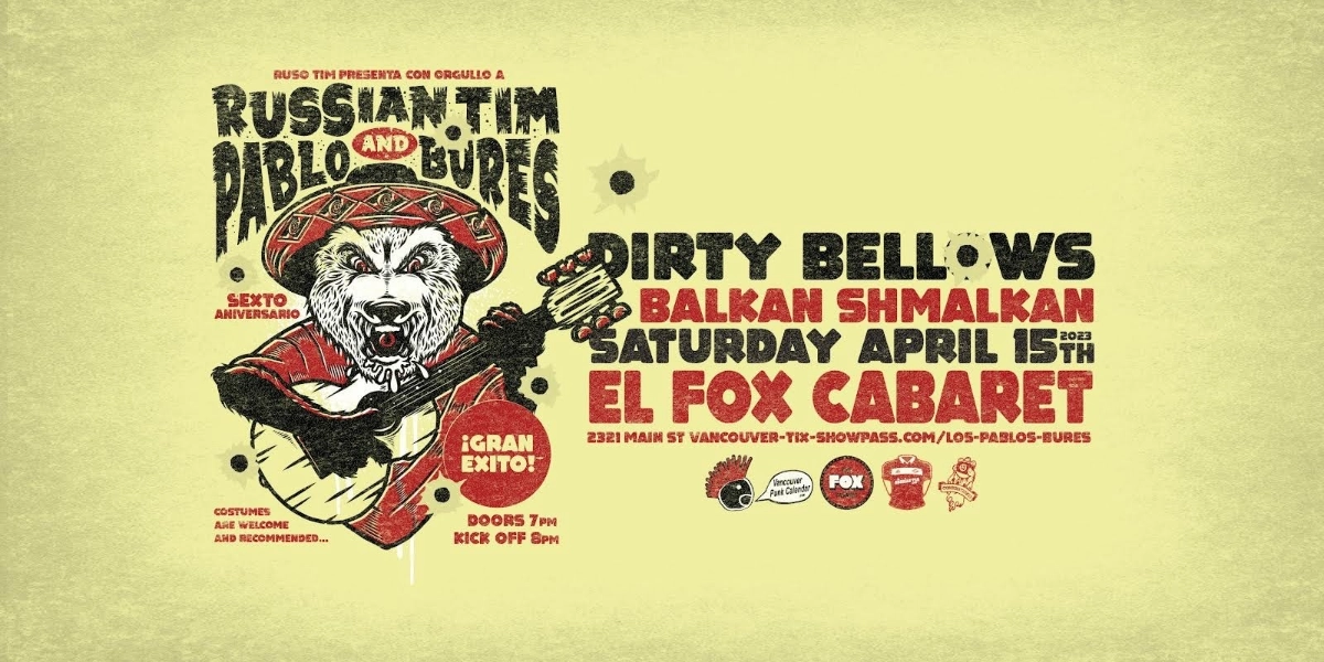 Event image for Russian Tim and Pablo Bures, Dirty Bellows & Balkan Shmalkan @ Fox Cabaret
