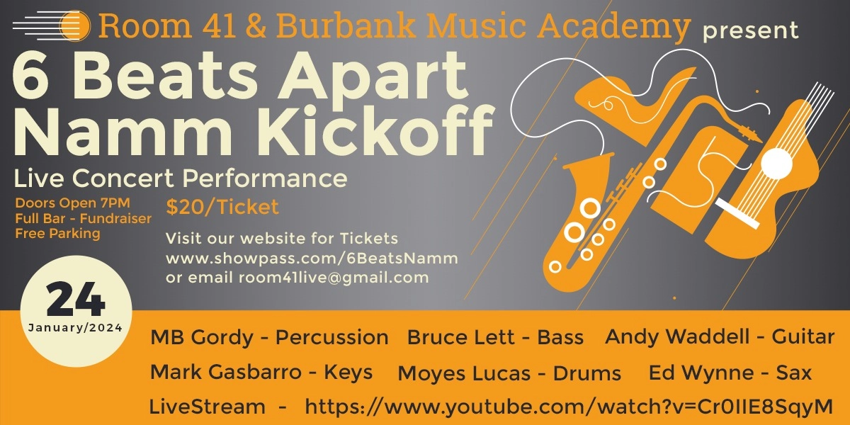 Event image for 6 Beats Apart NAMM Kickoff Concert