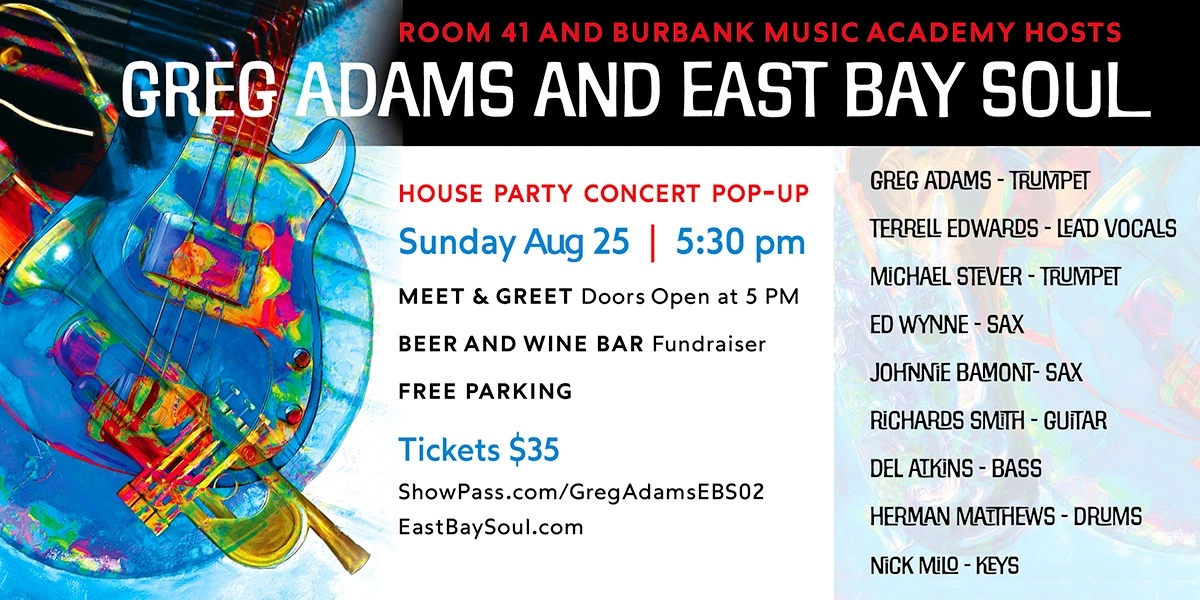 Event image for Greg Adams & East Bay Soul House Party Pop Up Concert