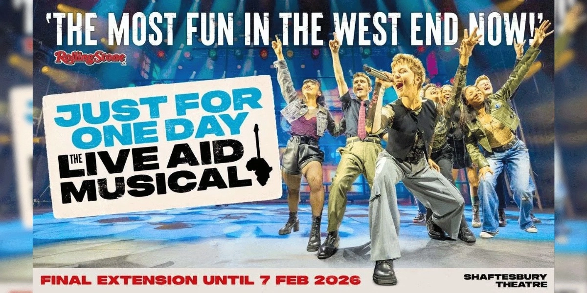 Event image for Just For One Day - The Live Aid Musical at Shaftesbury Theatre