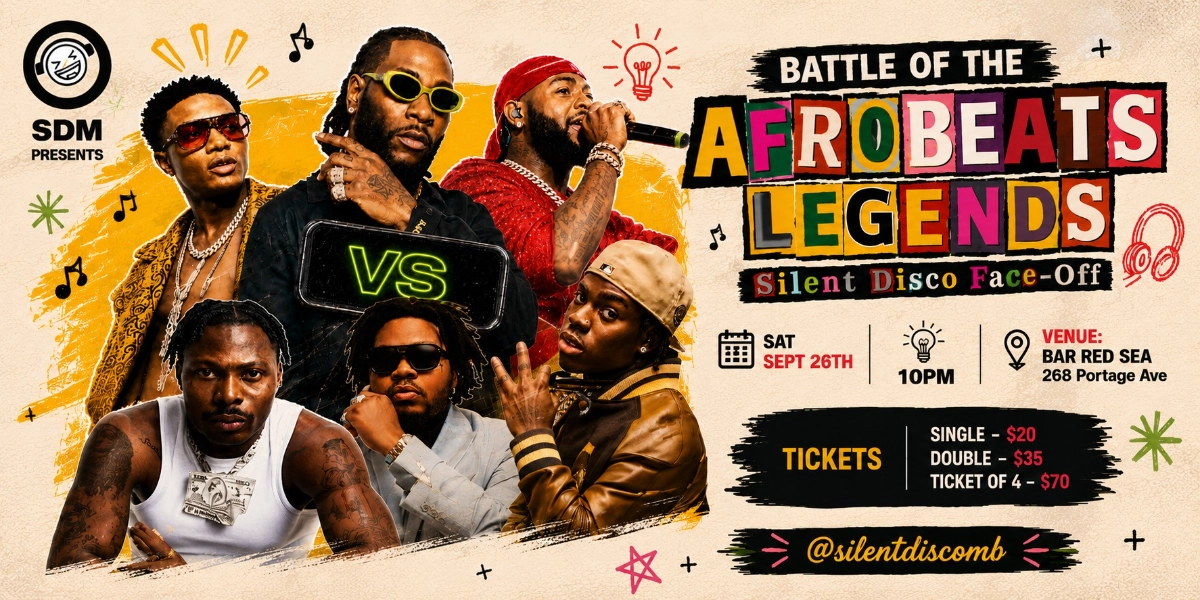 Event image for BATTLE OF THE AFROBEATS LEGENDS - Silent Disco Face off