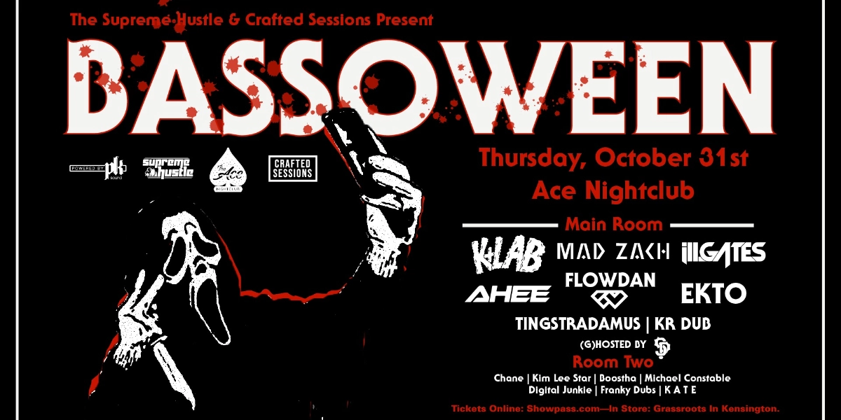 Event image for BASS-O-WEEN feat: K+LAB / MAD ZACH / ILL GATES / FLOWDAN / AHEE / EKTO