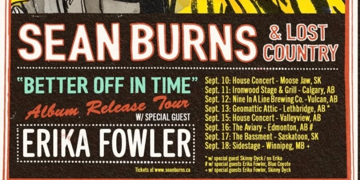 Event image for Sean Burns (Winnipeg) w. Blue Coyote & Erika Fowler (Winnipeg) @ The Aviary!