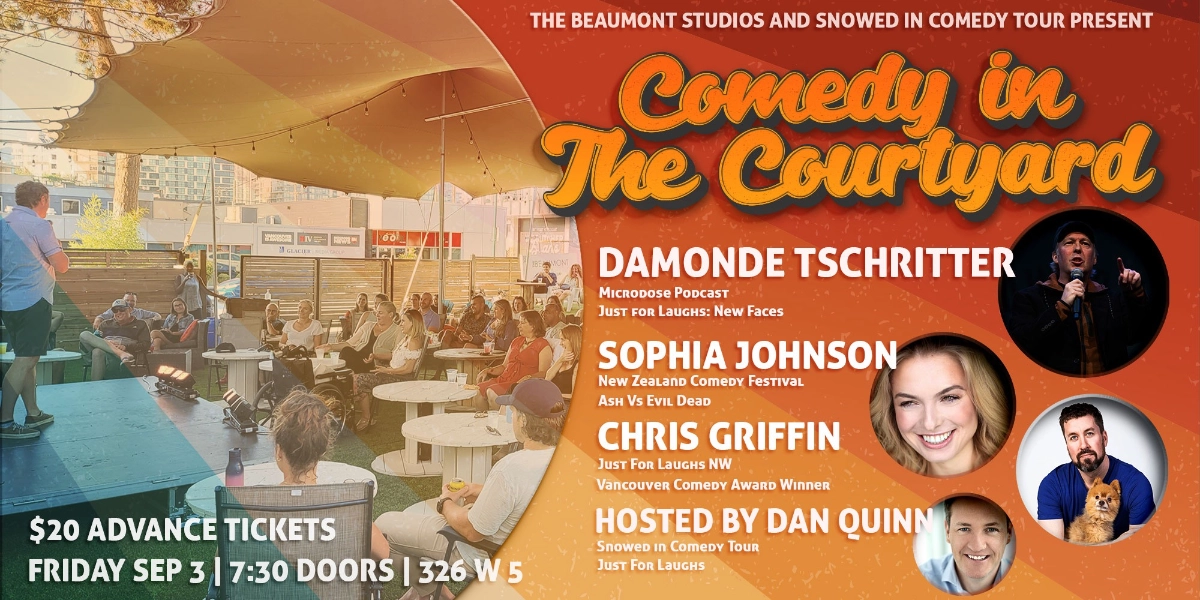 Event image for Comedy In The Courtyard w/ DAMONDE TSCHRITTER | SOPHIA JOHNSON | CHRIS GRIFFIN