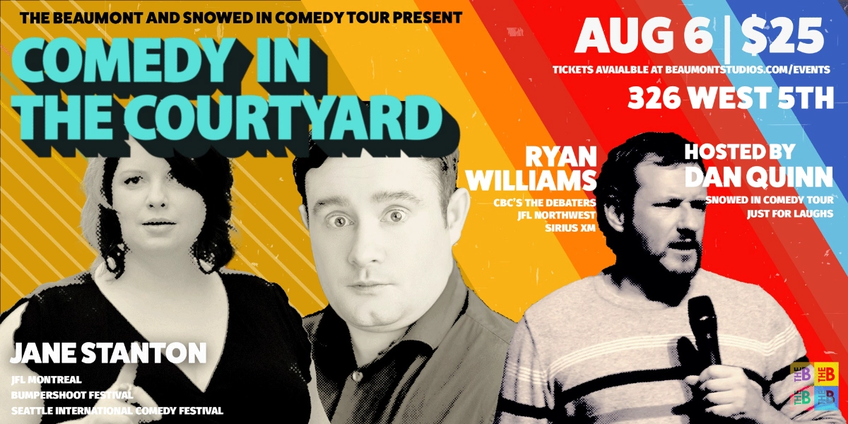Event image for Comedy in the Courtyard w/ Jane Stanton | Ryan Williams | Dan Quinn
