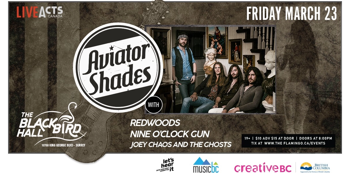Event image for Aviator Shades w/ Redwoods, Nine O'Clock Gun and Joey Chaos
