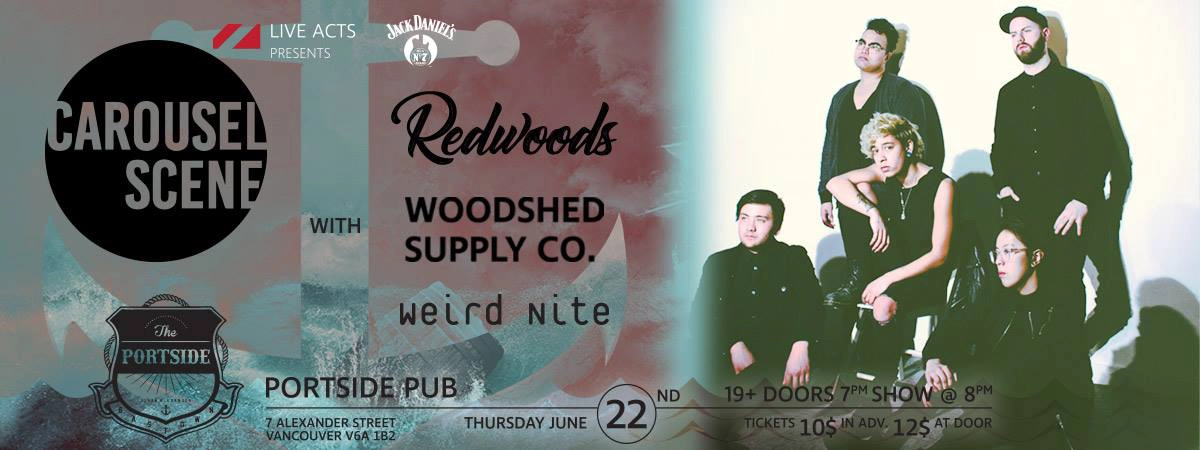 Event image for Carousel Scene w/ Redwoods, Woodshed Supply Co and Weird Nite