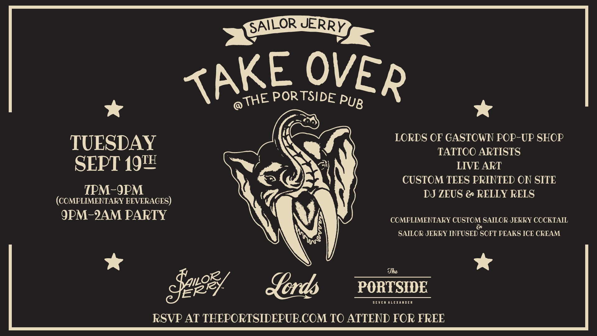 Event image for Sailor Jerry Takeover Party on The Portside