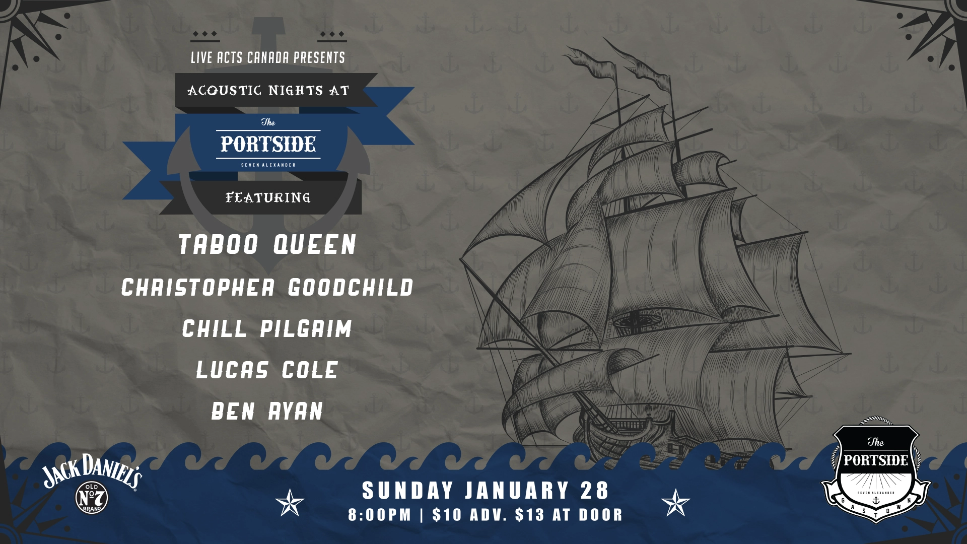 Event image for Taboo Queen with Christopher Goodchild, Chill Pilgrim, Lucas COle and Ben Ryan.
